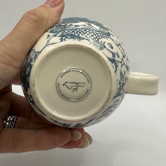 Anthropologie Homegrown Monogram "B" Floral Fish Coffee Mug Cup 14 oz Teal - Picture 6 of 6